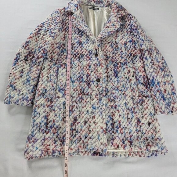 Steve Madden White Multicolor Wool High Pile Collared Coat - Picture 5 of 9